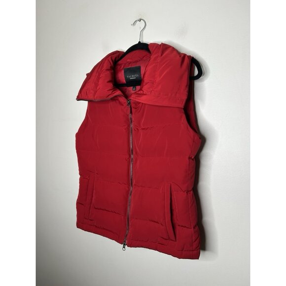 Talbots Red Puffer Sleeveless Zip Up Vest Down Feathers Pockets Size Small - Picture 2 of 10